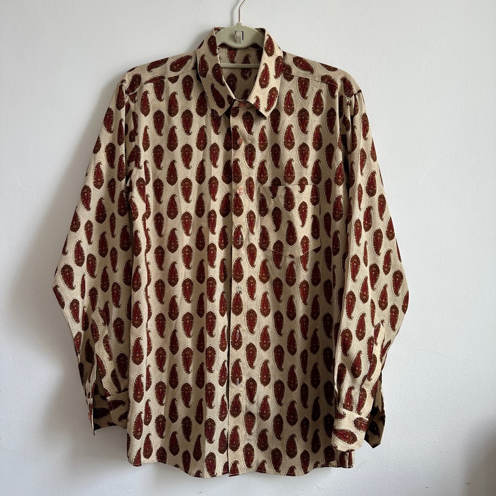 Handmade 100% silk paisley button down never worn